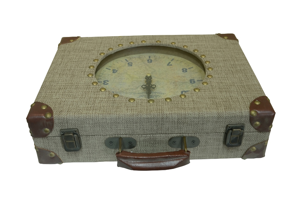 15" Off-White Suitcase Decorative Wooden Mantel Clock